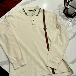Authentic GUCCI long sleeve off white polo in size large